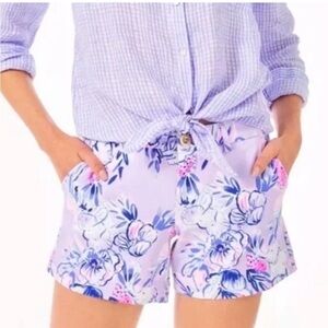 Lilly Pulitzer Callahan Trunks In The Air Elephant Women's Shorts Lavender Sz 6